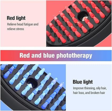 Sonic Vibration Scalp Massage Comb Light Therapy Head Massage Comb Anti Hair Loss Anion Spray Hair Growth Brush Stress Relief